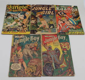 5 Golden Age Jungle Comics -Lorna, the Jungle Girl #25 Kaanga #3 Wambi Jungle Boy #11 #14 Jungle 102 (1 of 6)