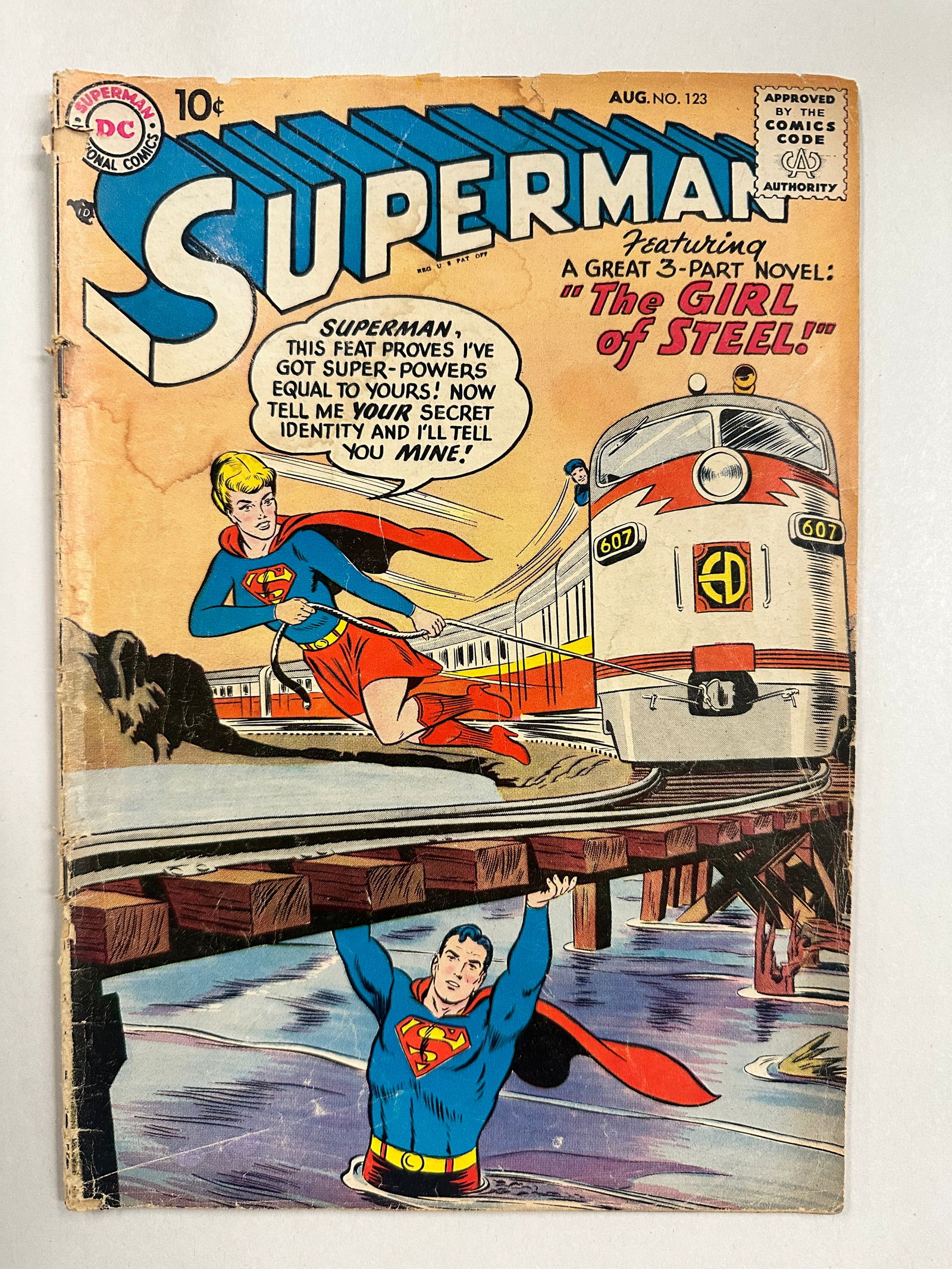 Superman #123 (1958) Prototype of Super-Girl, Wished into Existence by Jimmy Olson (1 of 4)
