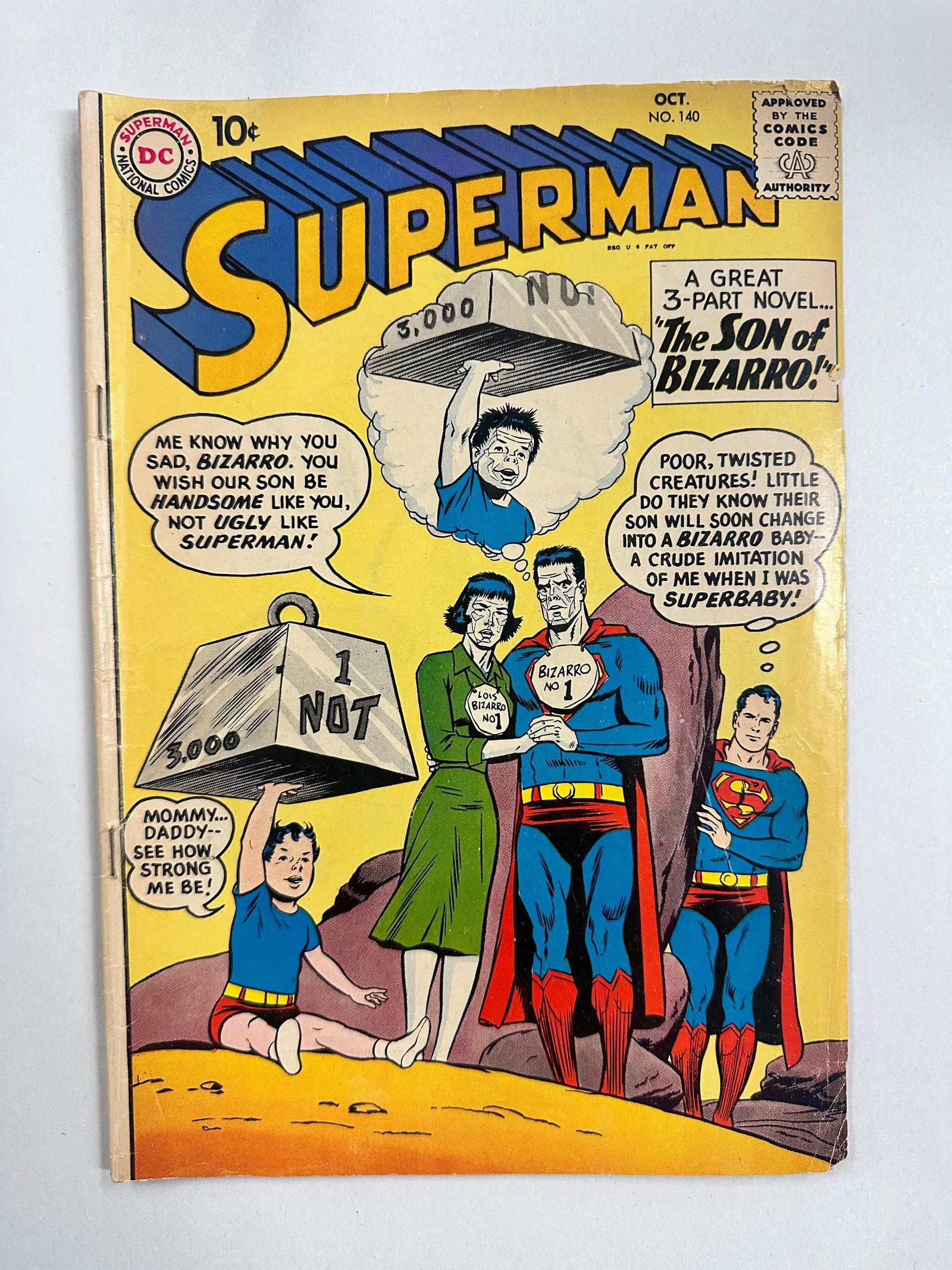 Superman #140 (1960) 1st Blue Kryptonite 1st Bizarro Family 1st Bizarro Supergirl Origin Bizarro JR. (1 of 3)