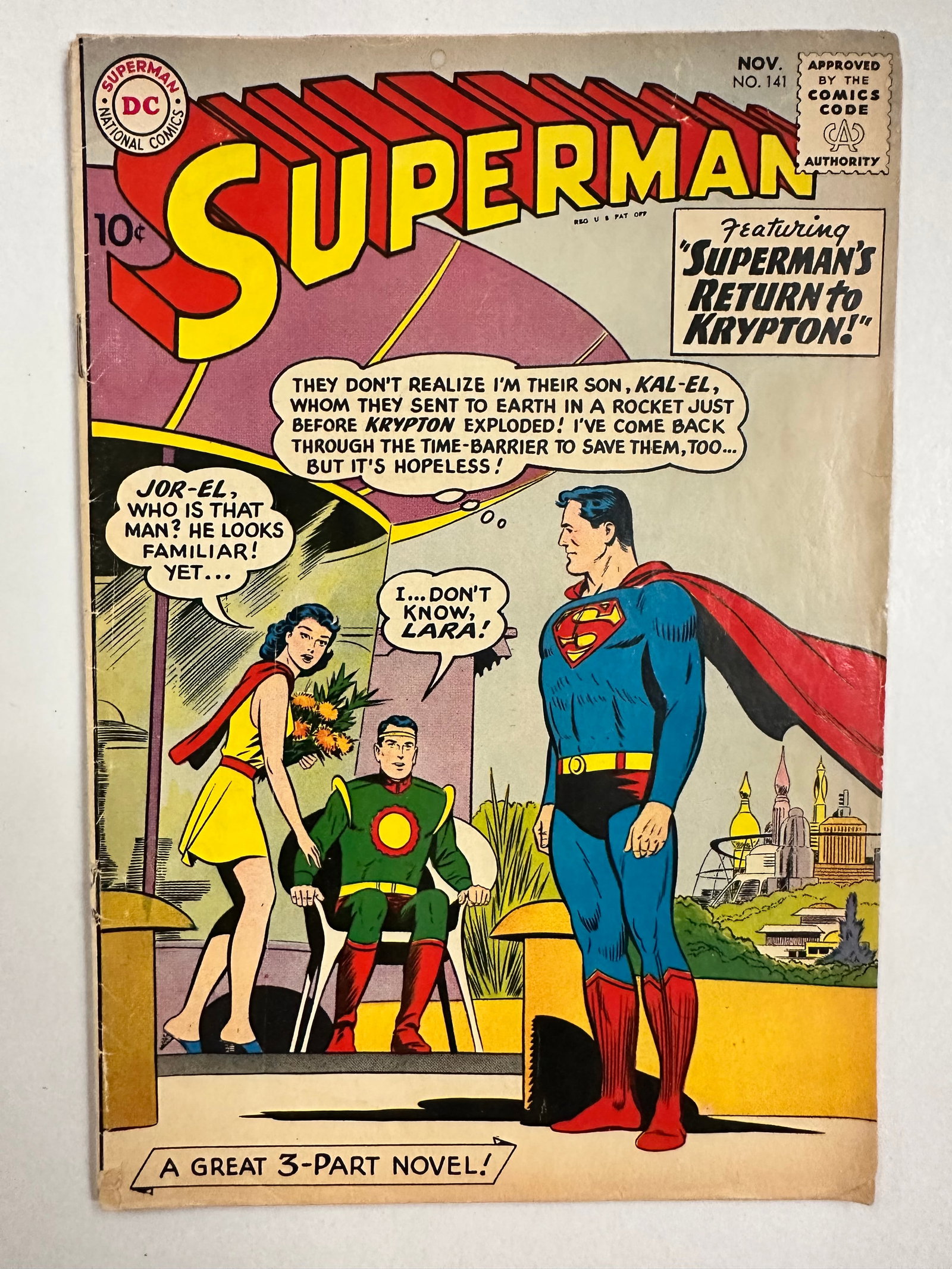 Superman #141 (1960) 1st app. & Death of Lyla Lerrol Kryptonian Love of Superman: Superman #141 (1960) 1st app. & Death of Lyla Lerrol Kryptonian Love of Superman - book may have Bends, tears, wear etc. - see Photos for condition.