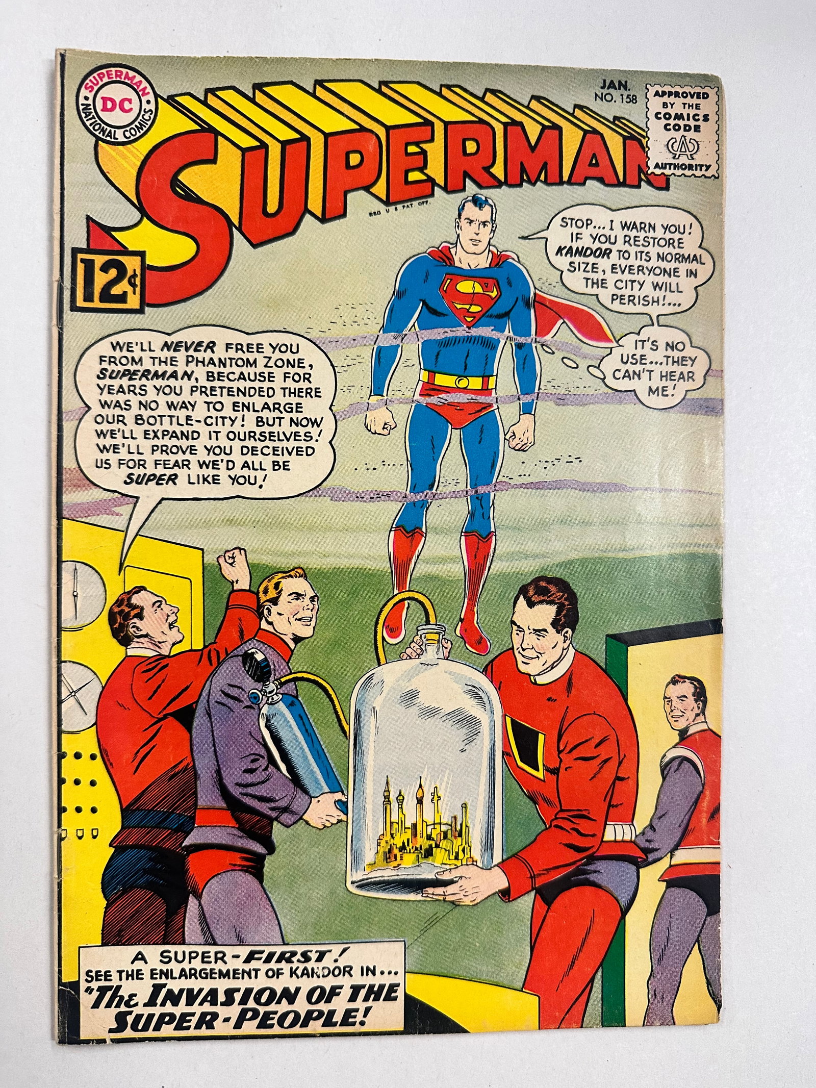 Superman #158 (1963) 1st Than-ol, Kryptonian Scientist: Superman #158 (1963) 1st Than-ol, Kryptonian Scientist - book may have Bends, tears, wear etc. - see Photos for condition.