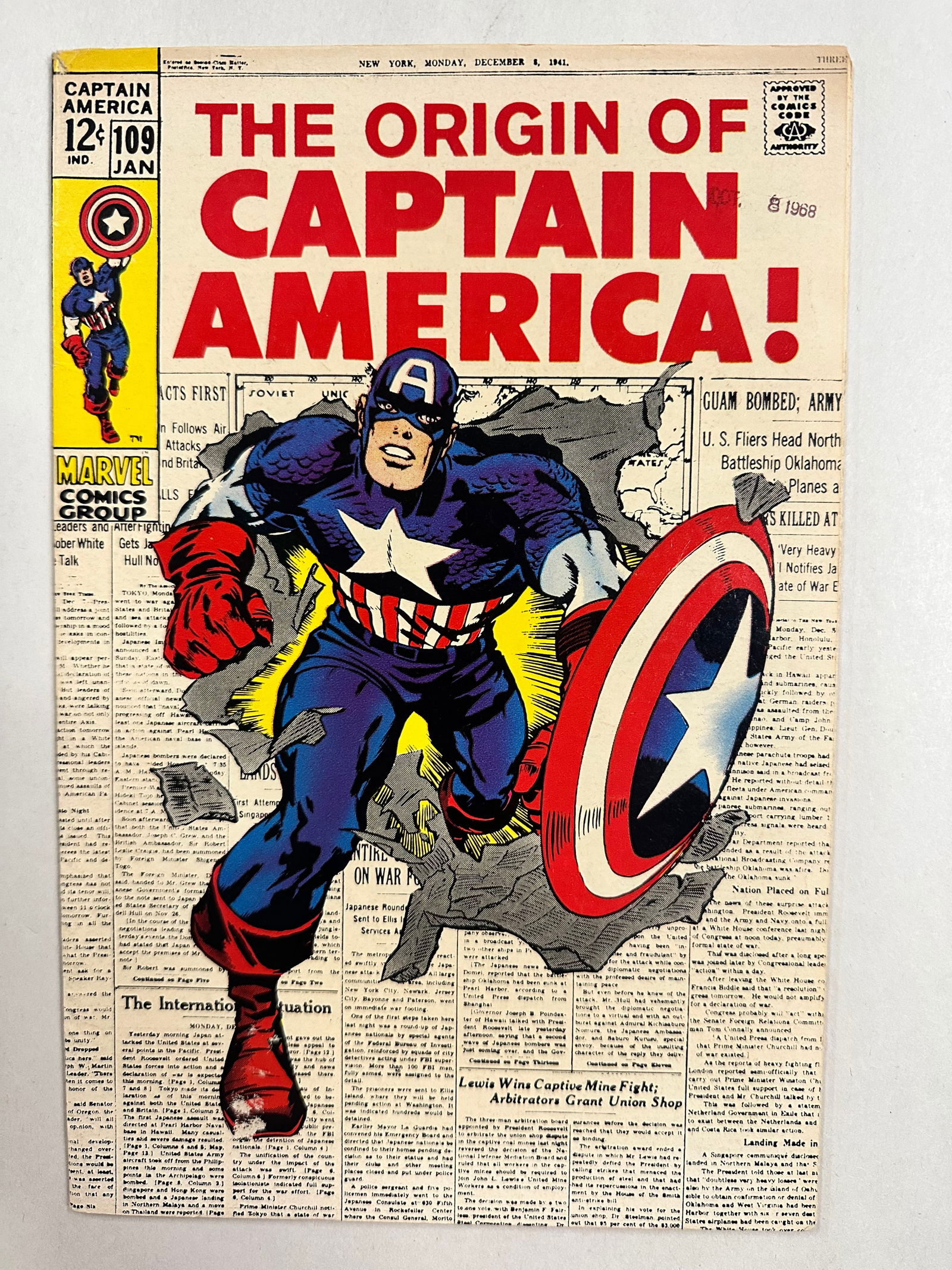 Captain America (1968) #109 - Iconic Jack Kirby Cover Art - Origin Story (1 of 5)