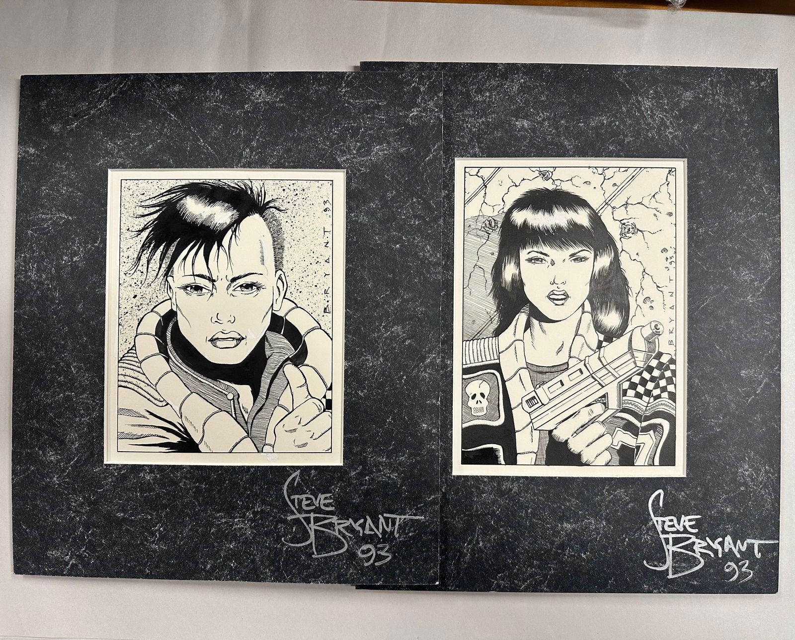 2pc. Original Comic Book Art Signed By Steve Bryant 1993 (1 of 5)