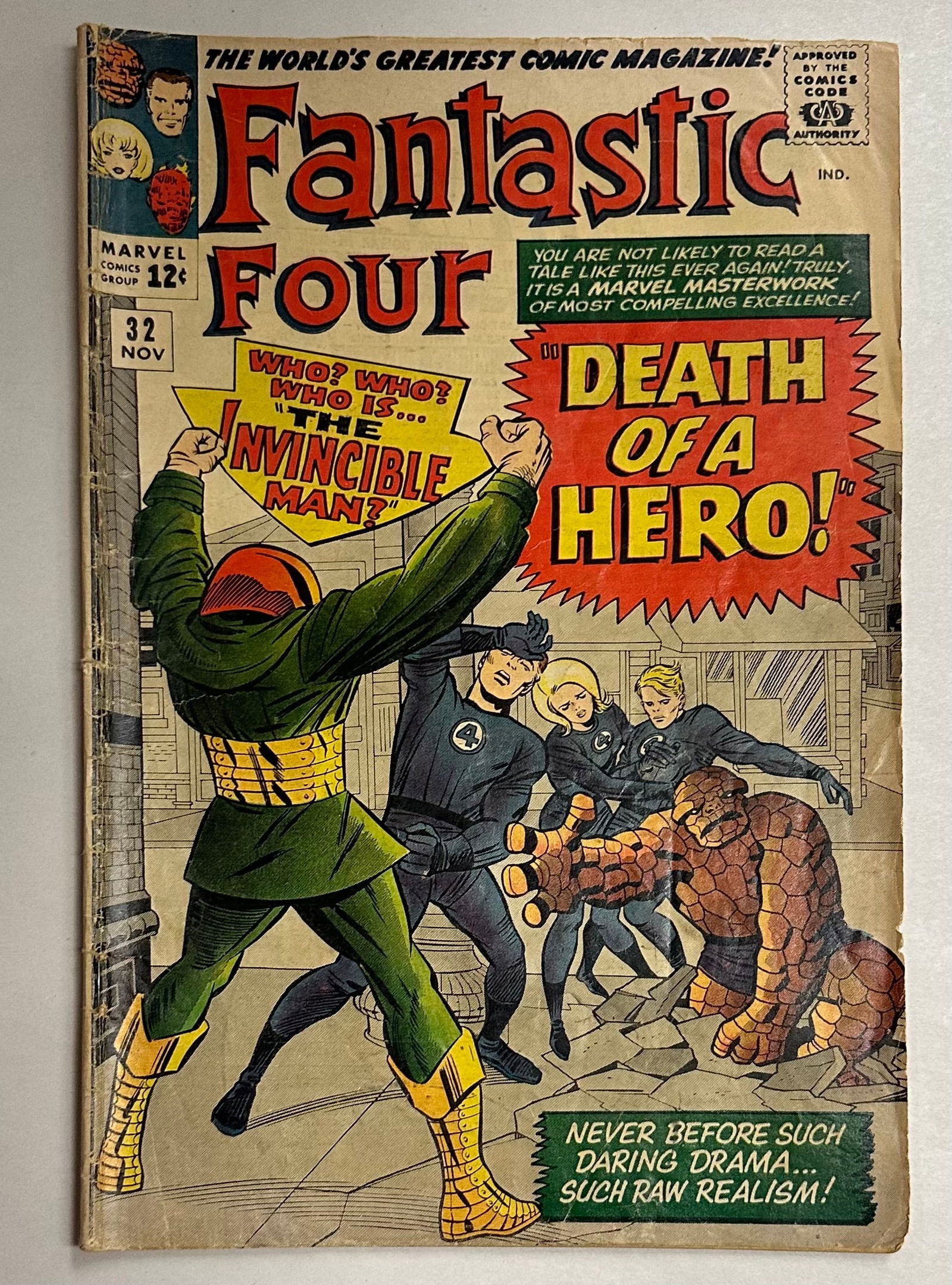 Fantastic Four #32 - 1st Morrat - Death of Dr. Franklin Storm Father of Sue & Johnny: Fantastic Four #32 - 1st Morrat - Death of Dr. Franklin Storm Father of Sue & Johnny - comic book is in rough condition. Please see photos as they are the description of condition.