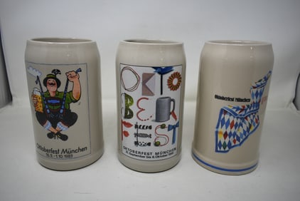 3 Rastal German Oktoberfest Munchen 1 Liter Beer Steins
