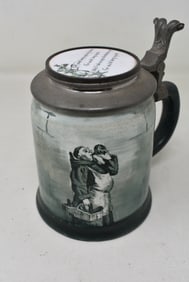 O'Mara Dial Co. 1/4 liter Porcelain Stein w Auld Lang Syne Inlay Lid