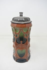 1L Art Nouveau Von Heida Bat German Beer Stein w Inscribed Lid1904