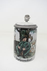 1/2 Liter German Stoneware Beer Stein with Inlay Lid