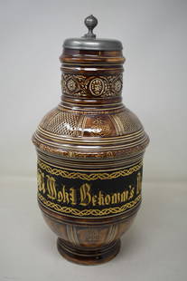 KPM 4.5 Liter Master stein with Pewter Lid: Porcelain KPM 4.5 Liter Master stein with Pewter Lid. In excellent condition.