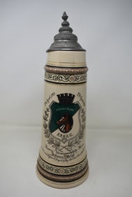 1910 A.B.O. A. G. 2.5 Liter German Beer Stein 25th Anniversary Horse Club 29/4/1885 - 29/4/1910