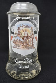 1/2 Liter "4 F" Germania Oswald Beer Glass Stein Late 1800s