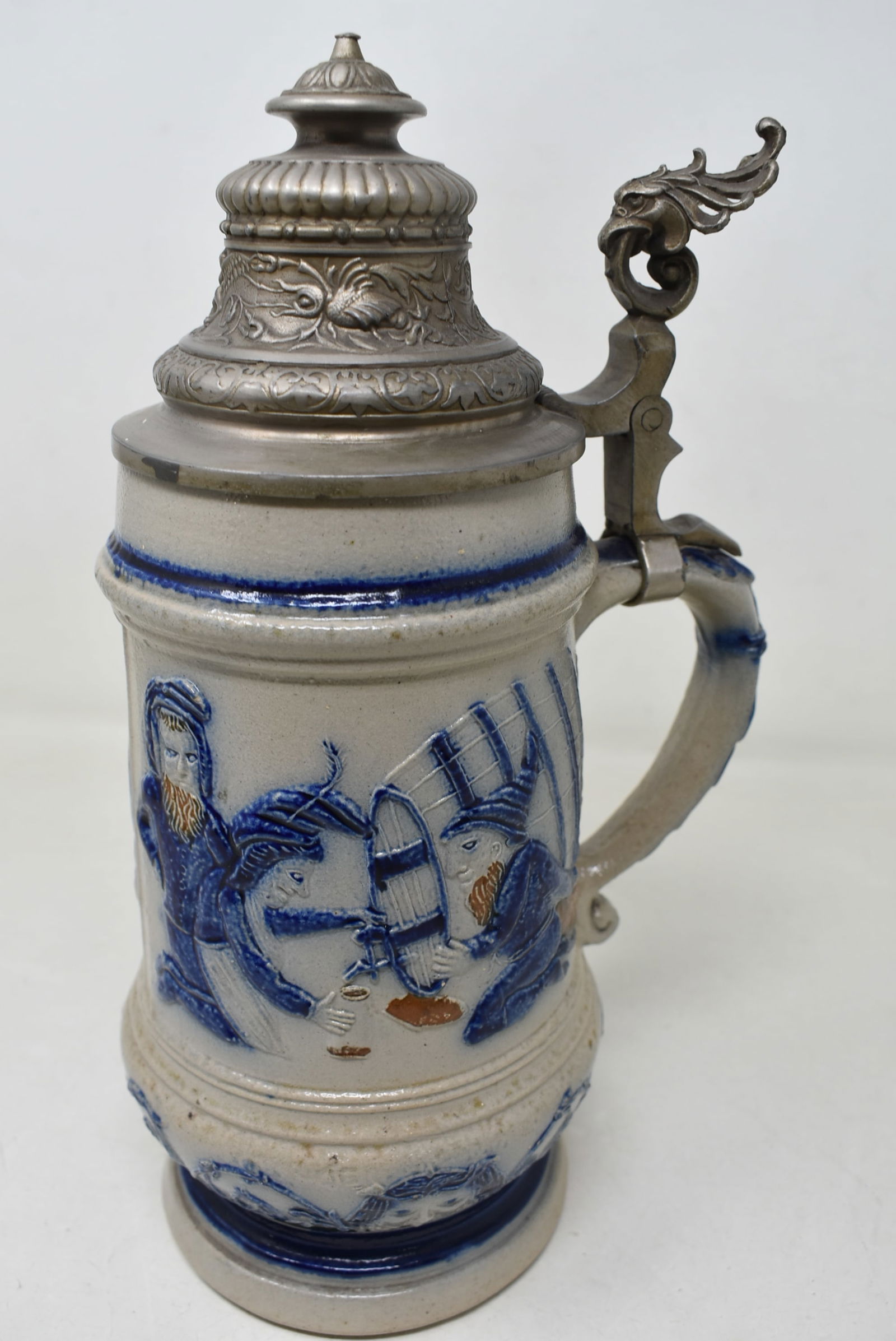 Whites of Utica German Salt Glaze Pottery 1 Liter Beer Stein with Gnomes 3 color (1 of 8)