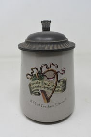 1/2 Liter German Pottery Beer Stein 1909 Musical Society