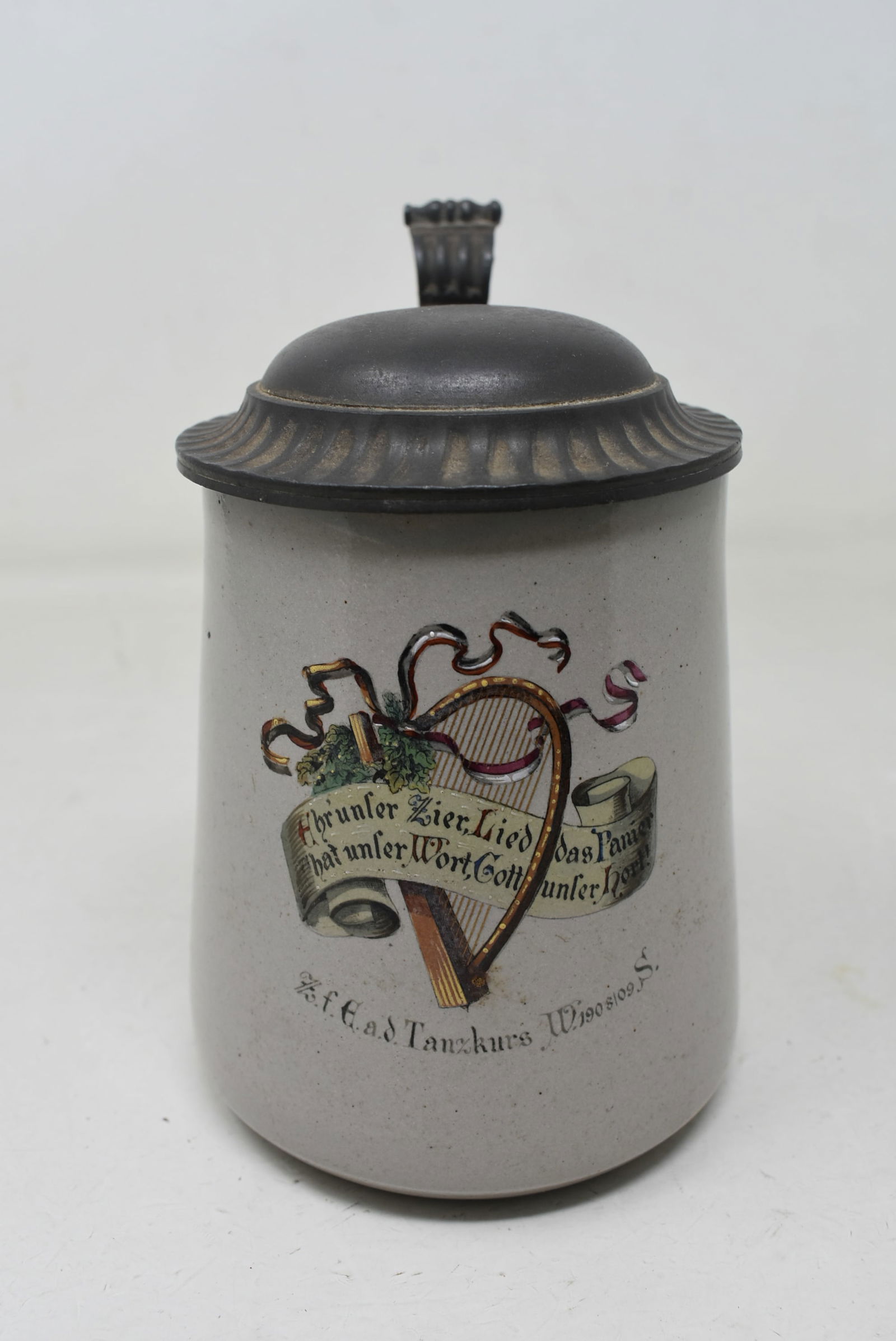 1/2 Liter German Pottery Beer Stein 1909 Musical Society (1 of 7)