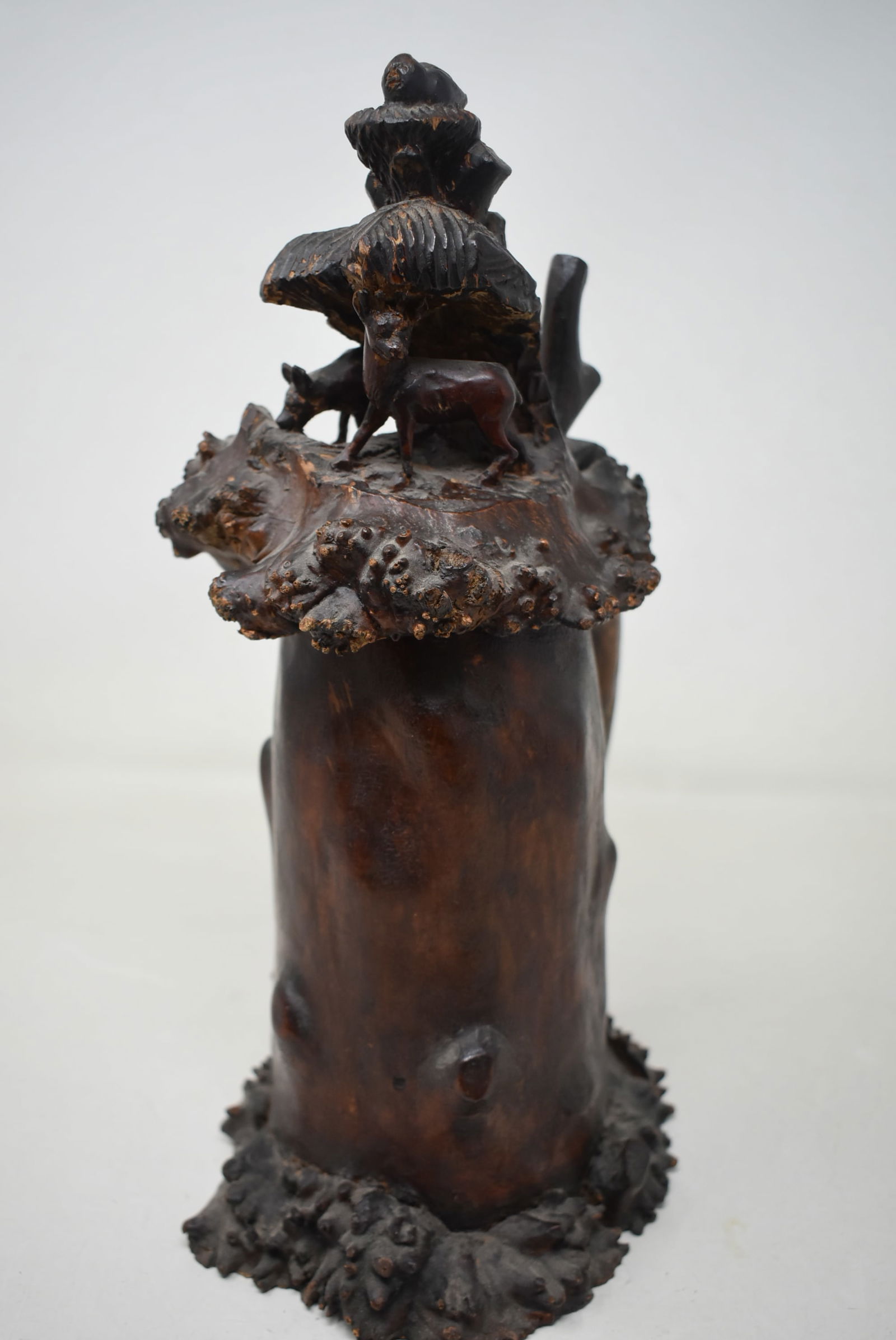 Black Forest Carved Wood Beer Stein with Deer (1 of 8)