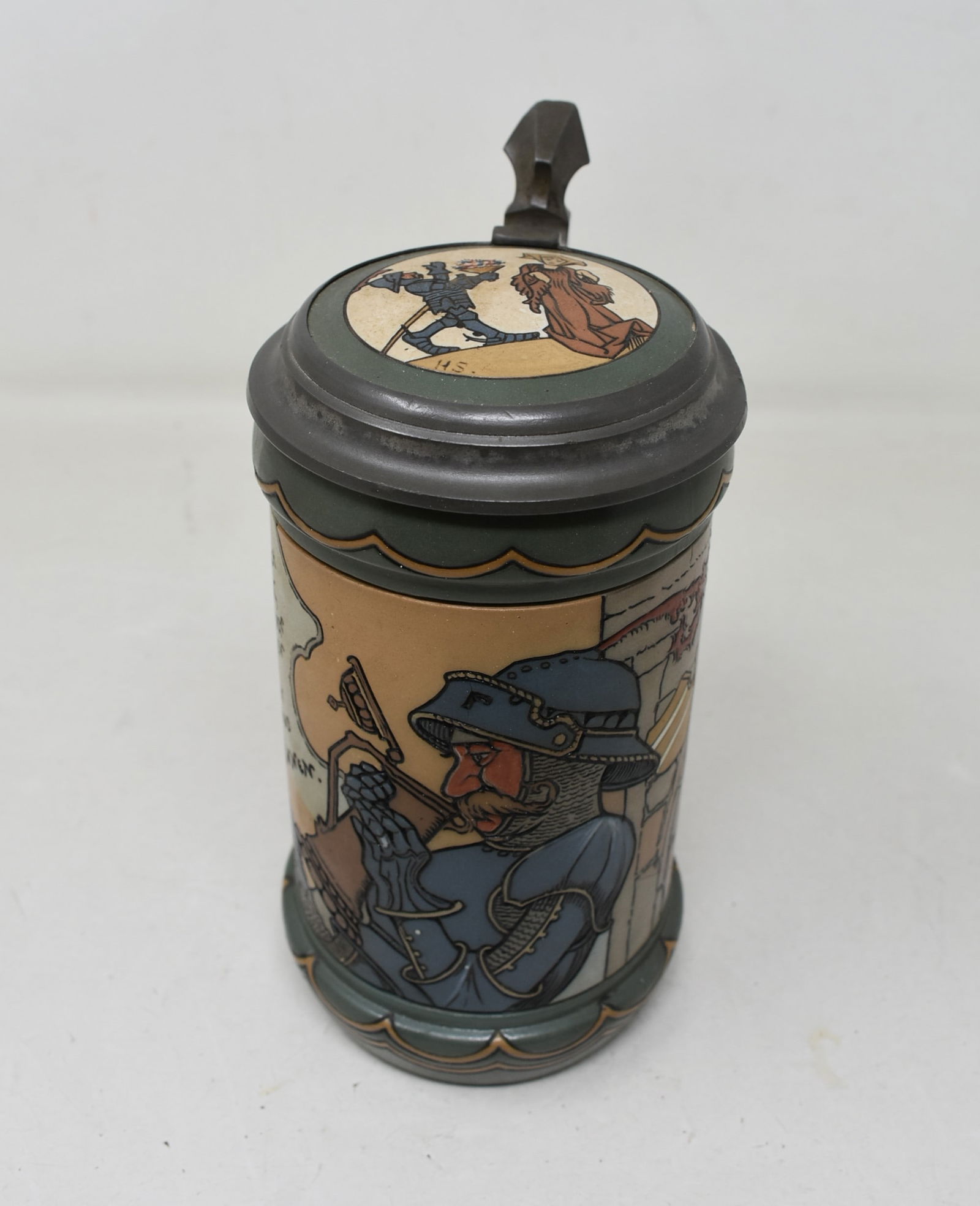 Mettlach 1/2 Liter Beer Stein #3091 Drinking Knight with Inlay Lid (1 of 7)