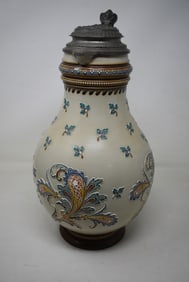 Mettlach #1851 3 Liter Threaded Relief Beer Stein Tankard