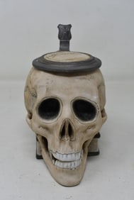 German Character Beer Stein Bohne Skull on Book