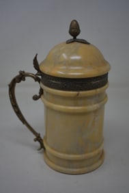1/2 Liter Marble Stone Beer Stein w/ Brass mounts