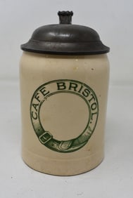 1/2 Liter "Cafe Bristol" Stanford California Beer Mug Football Score on Lid 1905