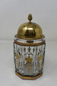 1/2 Liter Cut Glass with Gold Decoration Beer Stein Late 1800s