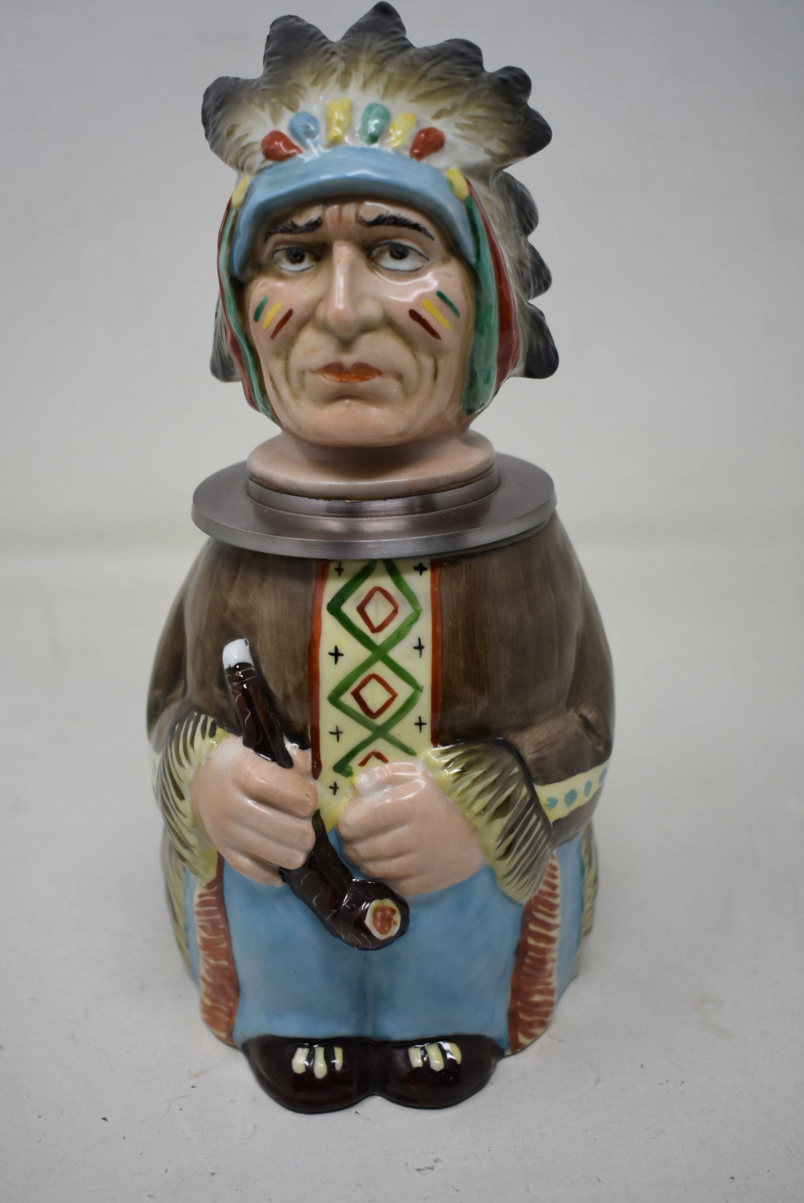 1/2 Liter German Porcelain Character Beer Stein Indian (1 of 8)