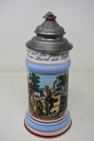 1/2 Liter occupational Beer Stein with Lithophane and Prism Lid Wagon/Buggy Maker