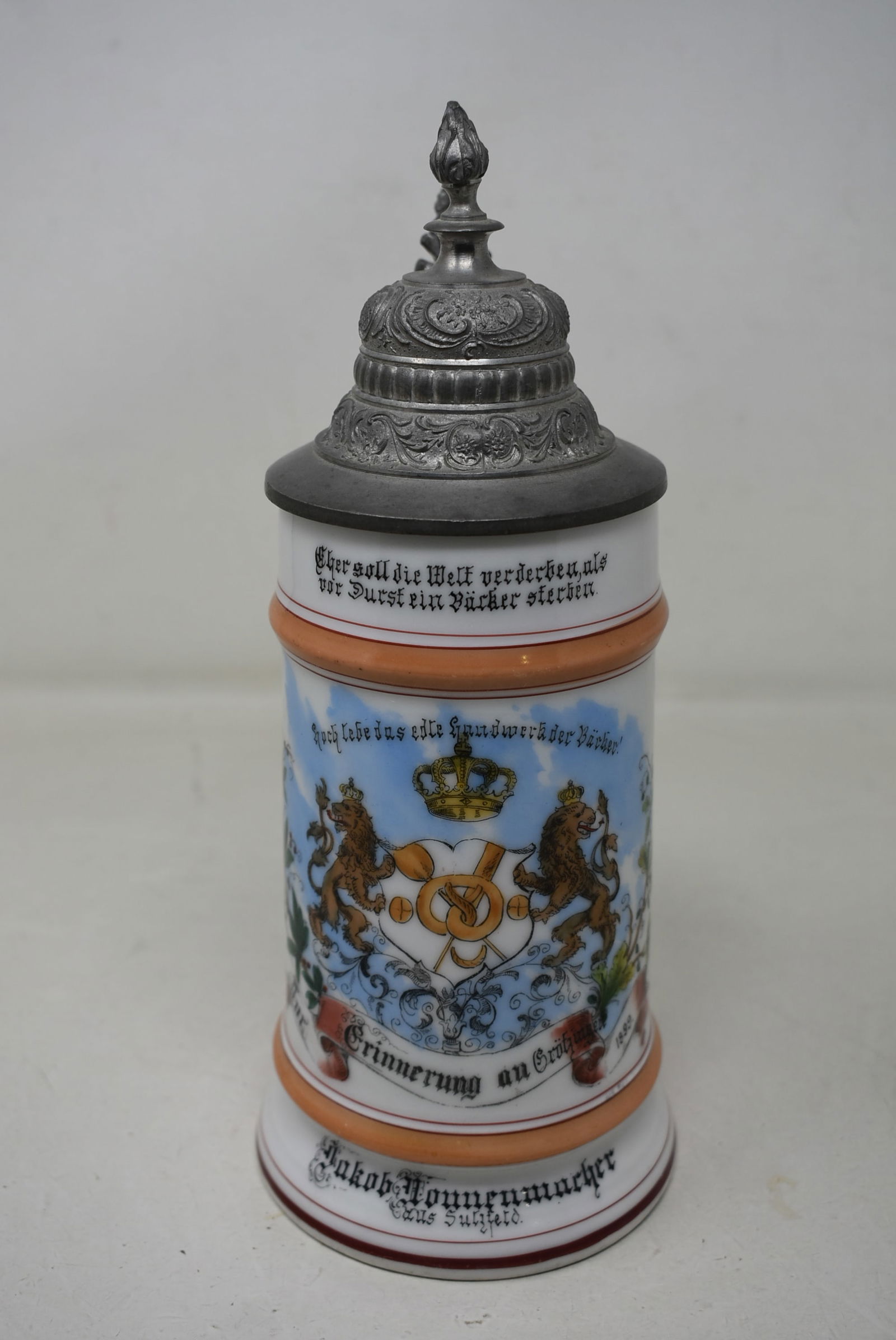 1899 Porcelain German Regimental Beer Stein wtih Lithophane Bottom 1/2 Liter (1 of 8)