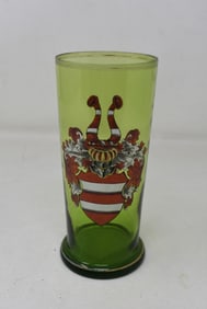 Antique Green Glass Mug with Crest