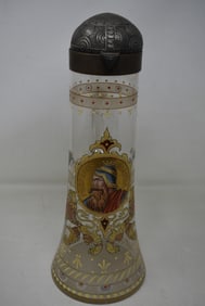 2 Liter Clear Glass with Relief Paint Beer Stein "King Barbarossa" Van Hauten
