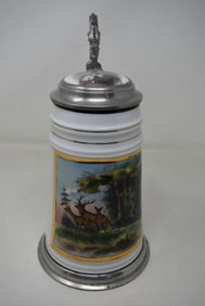 1 Liter Porcelain Beer Stein with Inlay Portrait Lid & Lithophane