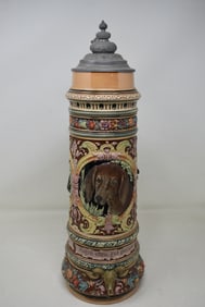 2 Liter German Beer Stein with Hunting Theme