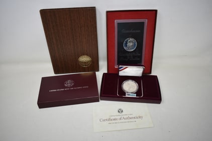 1 oz Silver 1988 U.S. Olympics Coin & 1972 Eisenhauer 40% Silver Dollar