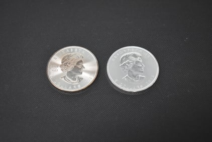 2 Canada 1 oz Silver $5 Pieces 2013 & 2023