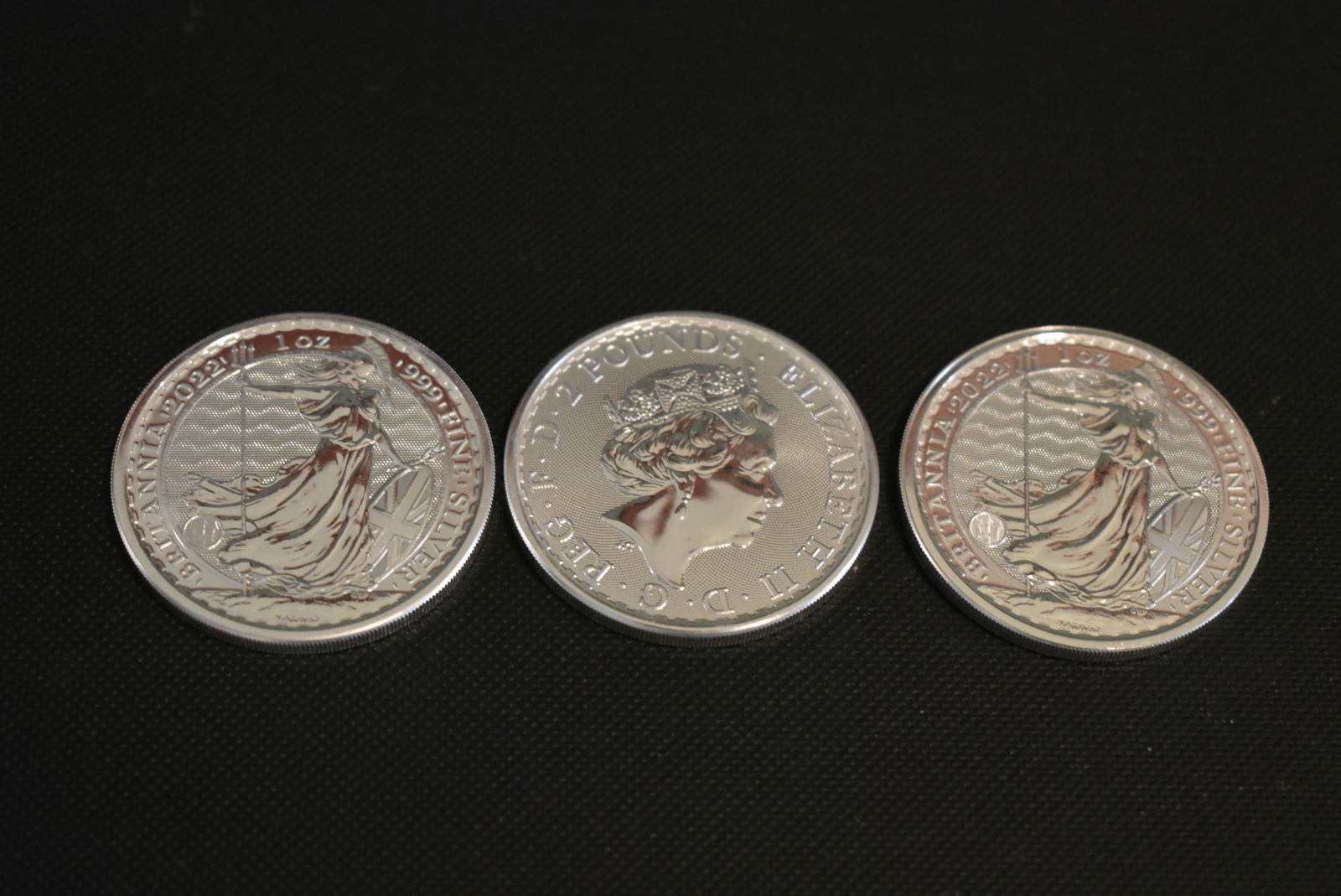 3 Britannia 1 oz .999 Silver 2 pound Coins Uncirculated (1 of 4)