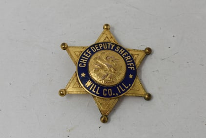 1954 Will County Illinois Chief Deputy Sheriff Badge Obsolete