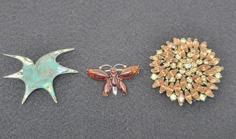 Lot of 3 Brooches including Weiss & Sterling