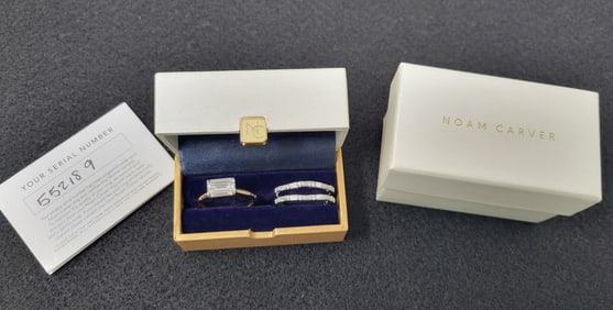 Noam Carver 14k Rose & White Gold 2 piece Wedding Ring Set