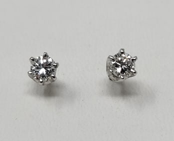 14K White Gold .5 TCW Diamond Stud Earrings