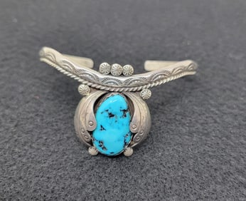 B. Spencer Navajo Turquoise and Sterling Bracelet Signed