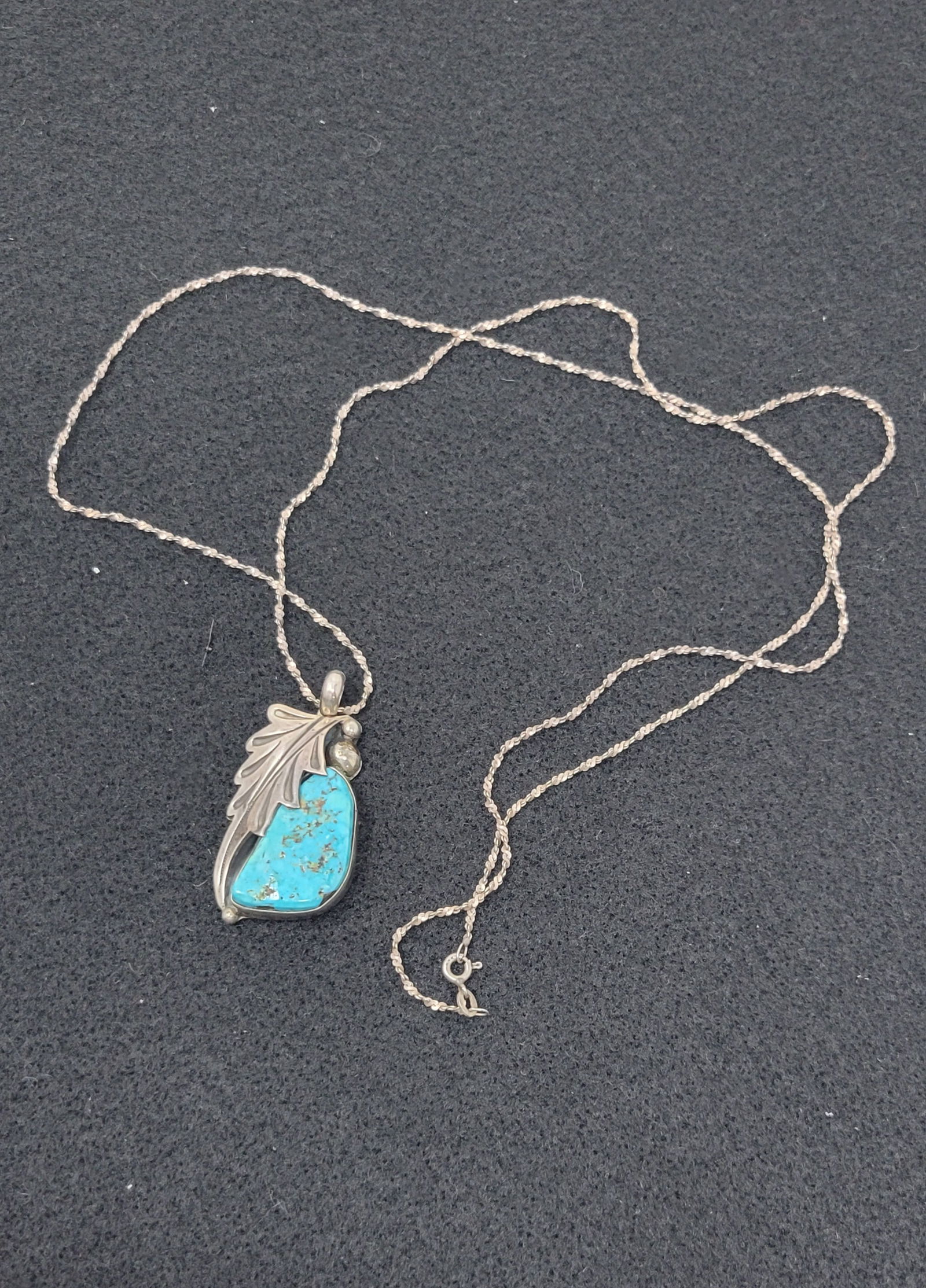 Sterling Silver & Turquoise Pendant Necklace Signed Art Tofoya (1 of 3)