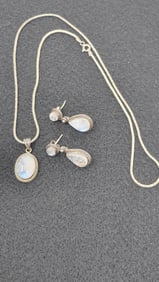 Sterling Silver & Moonstone Necklace and Earrings