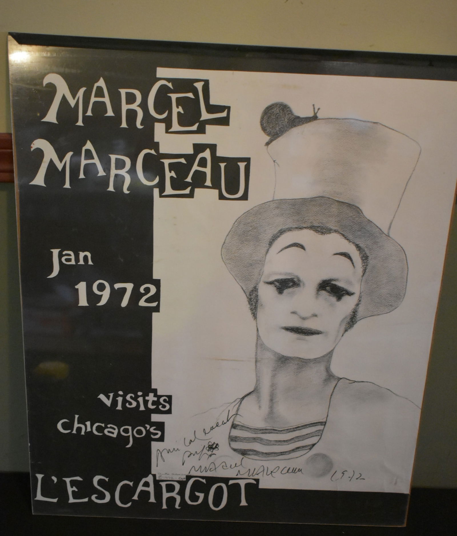 Marcel Marceau Poster L'Escargot Chicago 1972 Anita E. Alexander Artist (1 of 6)