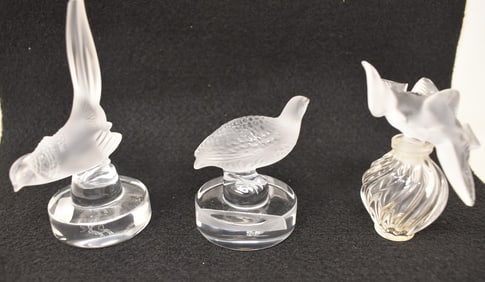 3 Lalique France Crystal Birds