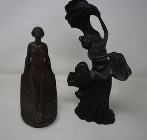 2 Decorative Women Metal Figures