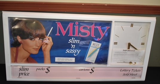 Vintage Misty Cigarettes Sign Clock NEW