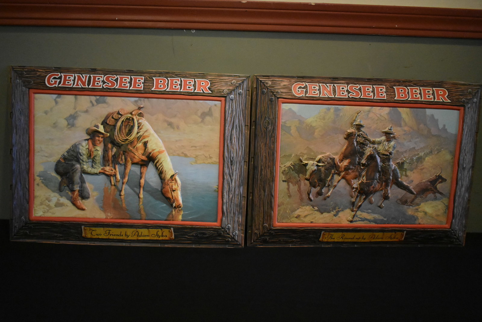 2 Vintage Genesse Beer Sign Inserts Adam Styka New Old Stock (1 of 5)