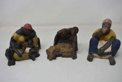 3 Alvin William Meyer (1892-1976) African American Hand Painted Pottery Figures