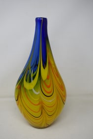 Large Art Glass Vase Unsigned 15"