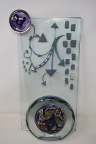 Large Abstract Art Glass Sculpture "Purple Moon" Rollin Karg